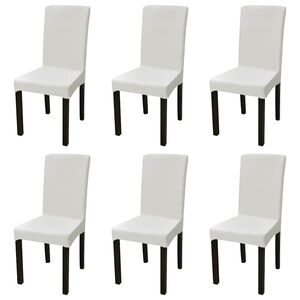 vidaXL 6 st Stoelhoezen recht stretch cr&egrave;mekleurig