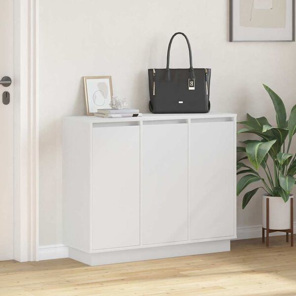 vidaXL LED Sideboard Wit 90 x 32 x 75 cm Bewerkt hout