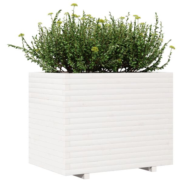 vidaXL Plantenbak 90x60x72,5 cm massief grenenhout wit