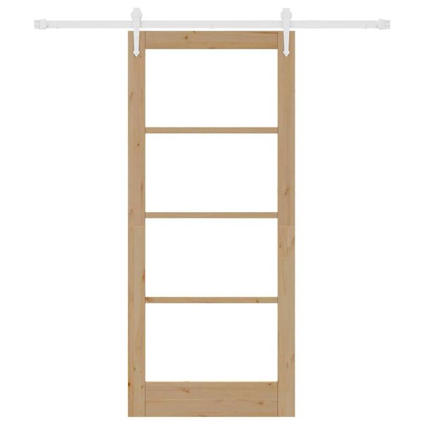 vidaXL Schuifdeur Naturel 86 x 198,5 cm Massief grenenhout en glas