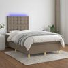 vidaXL Boxspring met matras en LED stof taupe 120x190 cm