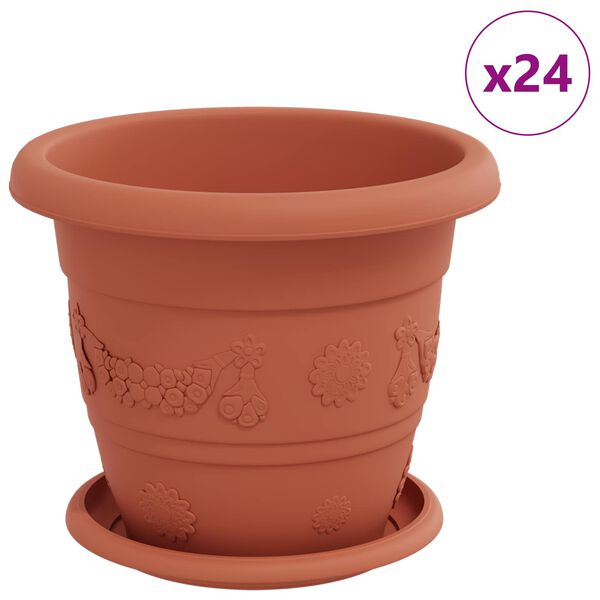 vidaXL Plantenpotten 24 pcs Baksteenrood &Oslash; 26 x 21.5 cm Kunststof