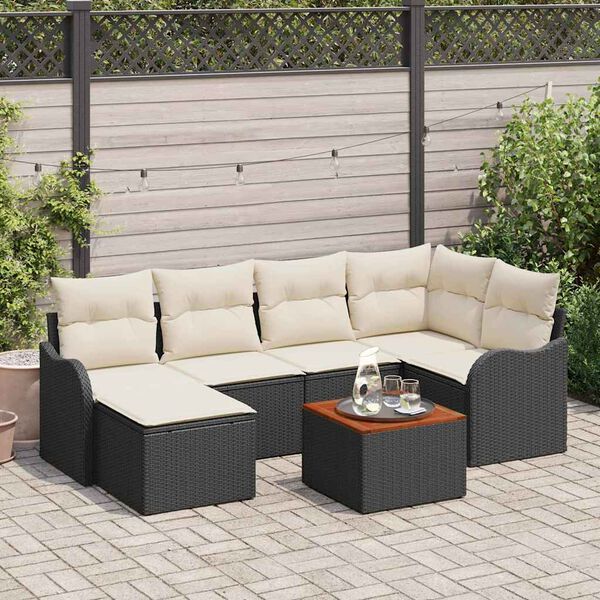 vidaXL Tuin Sofa Set 7 pcs Zwart Poly riet