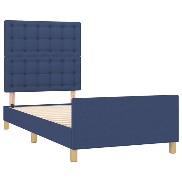 vidaXL Bedframe met hoofdeinde stof blauw 90x190 cm