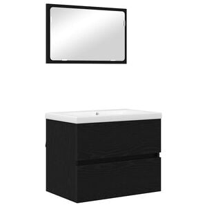vidaXL Badkamermeubelset 3 st Zwart Eiken 61 x 39 x 45 cm Bewerkt hout