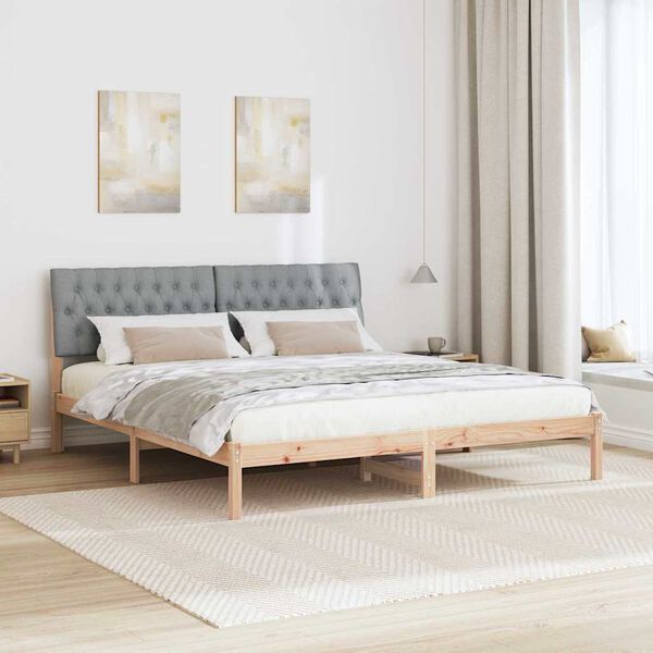 vidaXL Bedframe met Gevoerd Hoofdgedeelte Bruin 180 x 200 cm