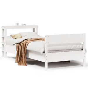 vidaXL Bedframe zonder matras massief grenenhout wit 75x190 cm