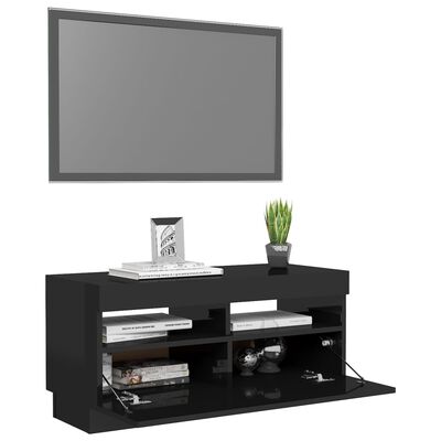 vidaXL Tv-meubel met LED-verlichting 80x35x40 cm hoogglans zwart