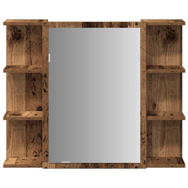 vidaXL Badkamerspiegelkast 80x20,5x64 cm bewerkt hout oud houtkleurig