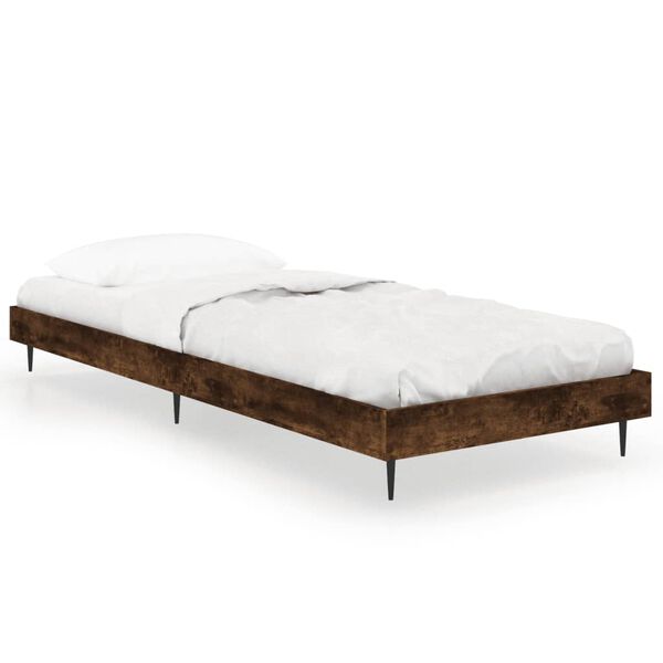vidaXL Bedframe zonder matras hout gerookt eikenkleurig 75x190 cm