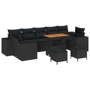 vidaXL Tuin Sofa Set 10 pcs Zwart poly rattan