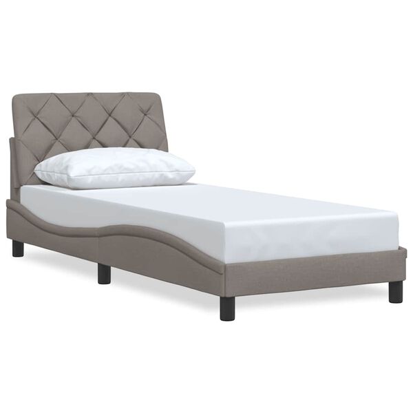 vidaXL Bedframe zonder matras 90x200 cm stof taupe