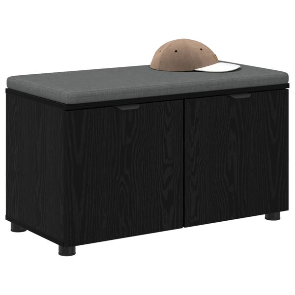 vidaXL Halbank met kussen met opslag Zwart Eiken 80 x 46 x 46 cm