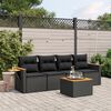 vidaXL 5-delige Loungeset met kussens poly rattan zwart
