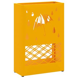 vidaXL Regen paraplu standaard Mosterdgeel 28 x 12 x 41 cm Staal