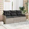vidaXL Tuin Sofa Set met kussen 3 pcs Lichtgrijs poly rattan