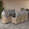 vidaXL 9-delige Tuinset met kussens poly rattan gemengd beige