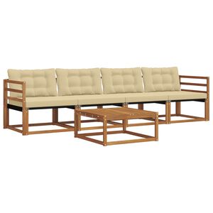 vidaXL Buiten bankenset met kussen 5 pcs Natuurlijk en Beige