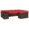 vidaXL 10-delige tuinbankset met kussens, bruin polyrotan