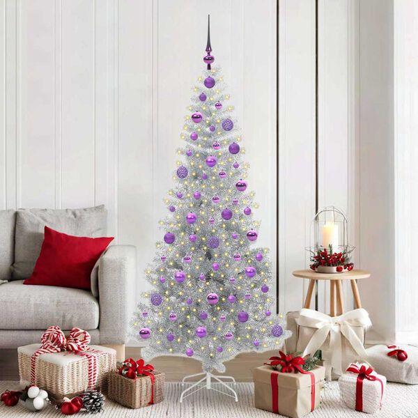 vidaXL Kerstboom met 300 LED met standaard Zilver 180 cm PET