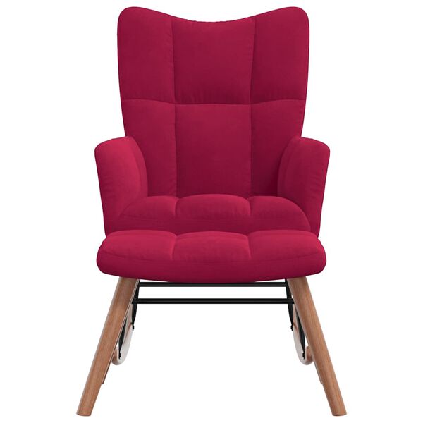 vidaXL Schommelstoel met voetenbank fluweel wijnrood