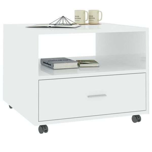 vidaXL Salontafel 55x55x40 cm bewerkt hout hoogglans wit