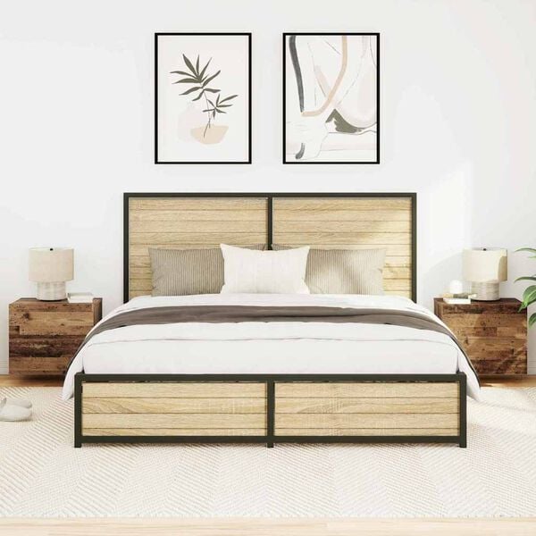 vidaXL Nachtkastje met lade 2 pcs Oudhout 50 x 39 x 41 cm Bewerkt hout