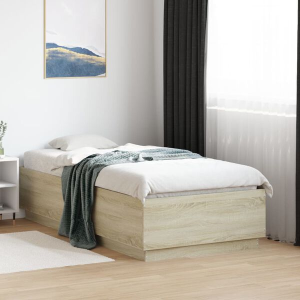 vidaXL Bedframe bewerkt hout sonoma eikenkleurig 90x190 cm