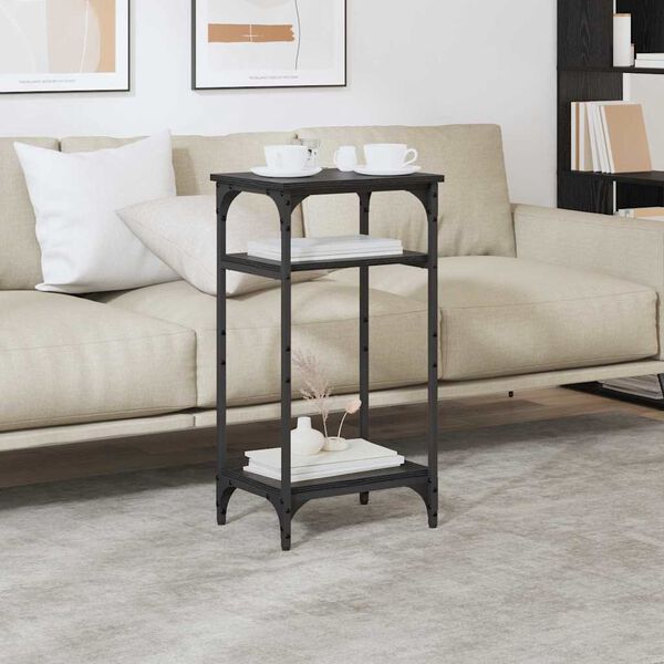 vidaXL Bijzettafel met plank Zwart Eiken 40 x 30 x 75 cm Bewerkt hout