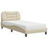 vidaXL Bed met matras "Hvar" stof cr&egrave;mekleurig 80x200 cm
