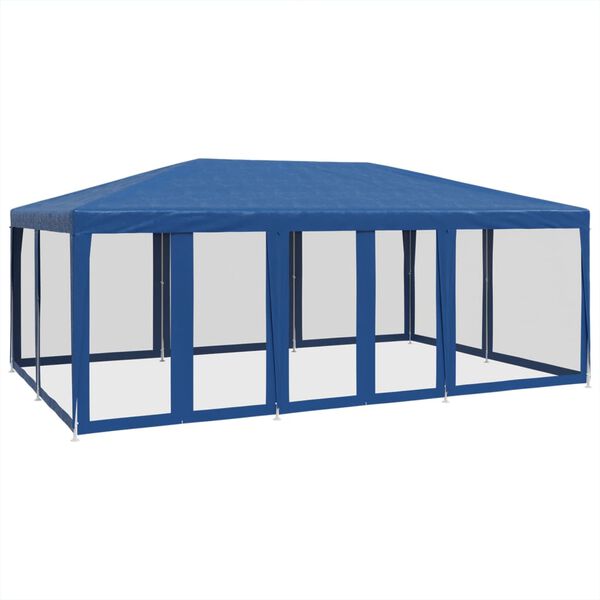vidaXL Partytent met 10 mesh zijwanden 6x4 m HDPE blauw