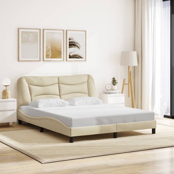 vidaXL Bedframe zonder matras "Hvar" stof cr&egrave;mekleurig 160x200 cm