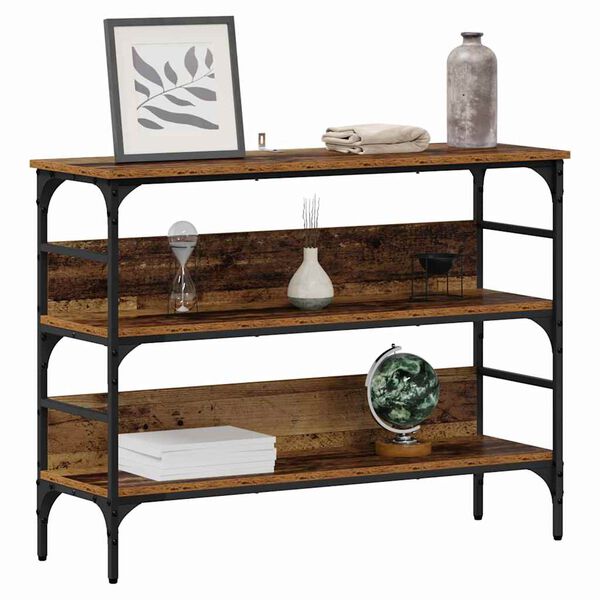 vidaXL Wandtafel met plank Oudhout 100 x 32 x 75 cm Bewerkt hout