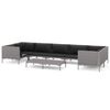 vidaXL 8-delige Loungeset met kussens poly rattan donkergrijs