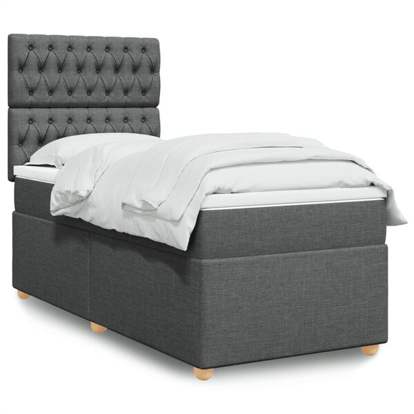 vidaXL Boxspring met matras stof donkergrijs 90x190 cm