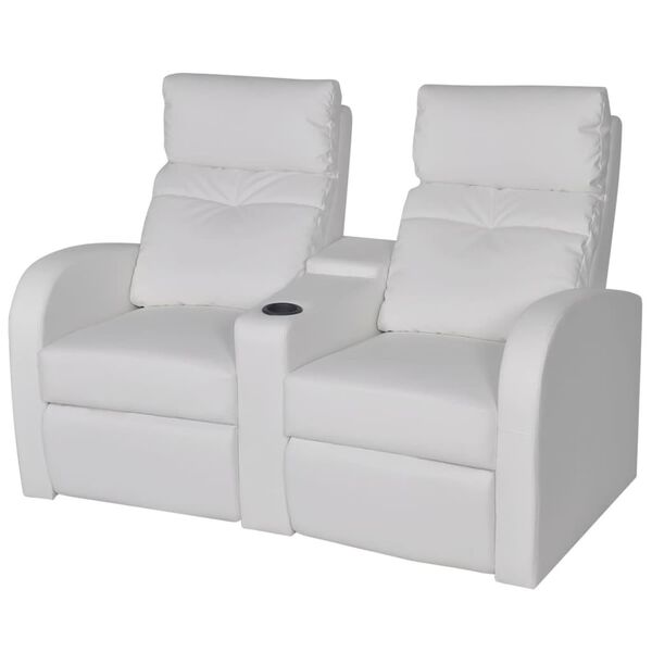 vidaXL Dubbele relaxfauteuil met middenleuning kunstleer wit