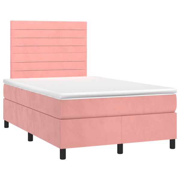 vidaXL Boxspring met matras fluweel roze 120x190 cm