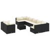 vidaXL 10-delige Loungeset met kussens poly rattan zwart