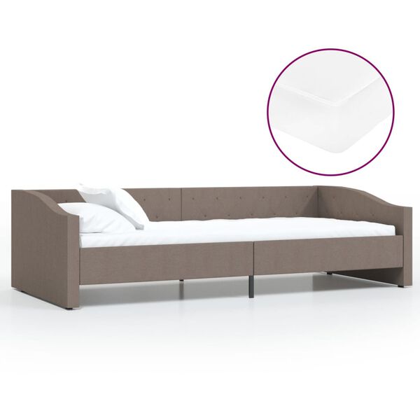 vidaXL Slaapbank met matras en USB stof taupe 90x200 cm