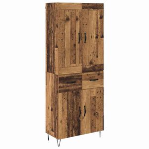 vidaXL Hoge kast Oud Hout 69,5 x 34 x 180 cm Bewerkt hout