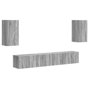 vidaXL Tv-meubelset Wandgemonteerd 5 pcs Grijs Sonoma Bewerkt hout