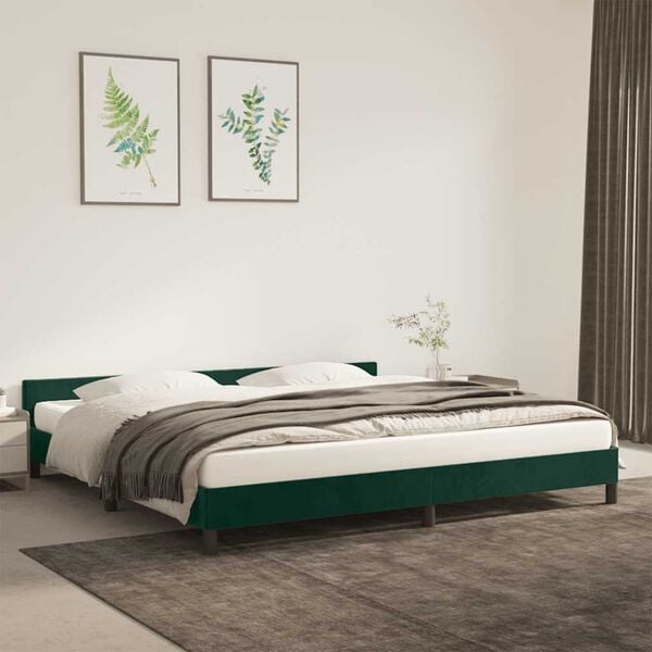 vidaXL Bedframe zonder matras 200x200 cm fluweel donkergroen