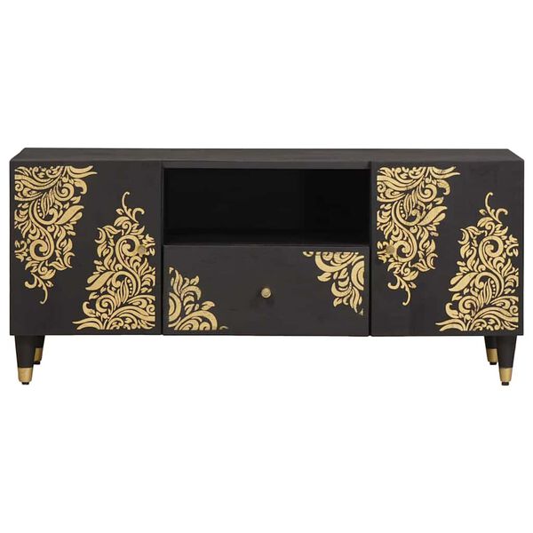 vidaXL TV-kast met lade Zwart 105 x 33 x 46 cm Massief Mango Hout