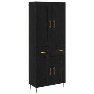 vidaXL Hoge kast Zwart Eiken 69,5 x 34 x 180 cm Bewerkt hout