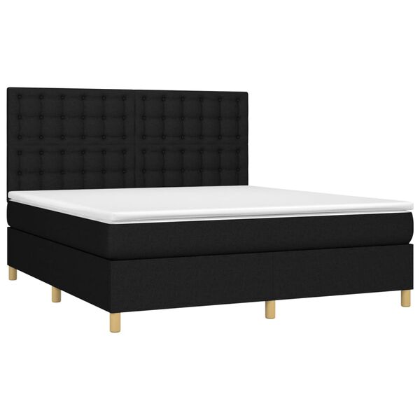 vidaXL Boxspring met matras en LED stof zwart 160x200 cm