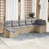 vidaXL Tuin Sofa Set met kussen met opslag 7 pcs Beige Poly riet