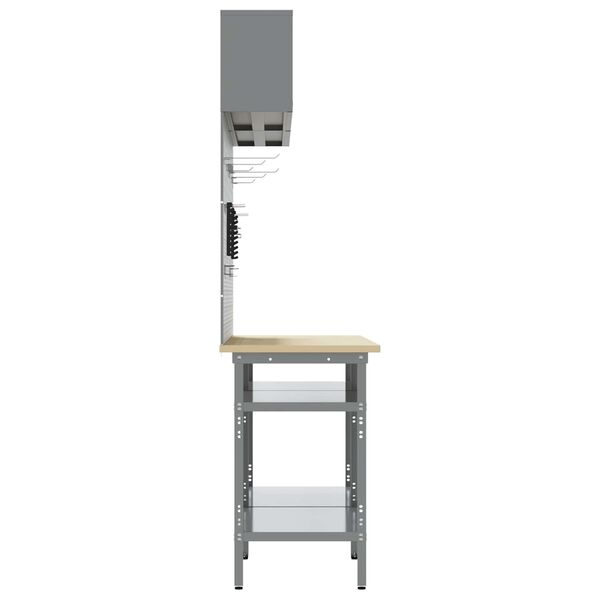vidaXL Werkbankset met plank met opslag Verstelbaar 8 pcs Grijs Staal