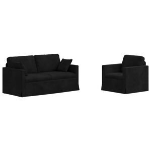 vidaXL Bankstel 2 st Zwart Fluweel