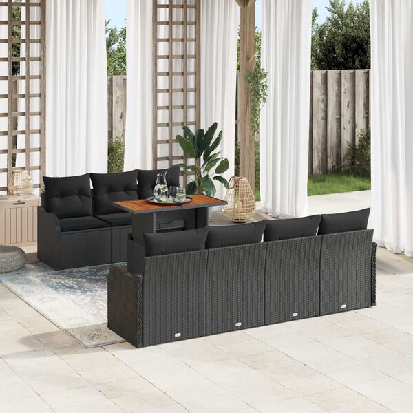 vidaXL Tuin Sofa Set met kussen 8 pcs Zwart