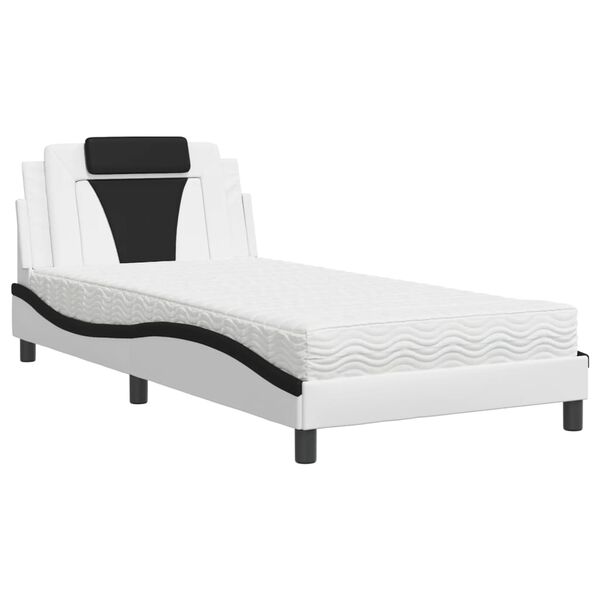 vidaXL Bed "Viana" met matras kunstleer wit en zwart 100x200 cm